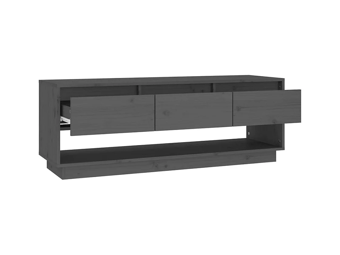 Amber  Meuble TV Gris 110,5x34x40 cm Bois de pin massif