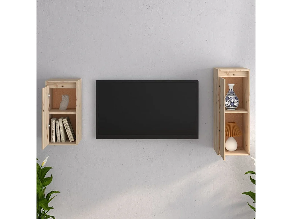 Filip  Meubles TV 2 pcs Bois massif de pin