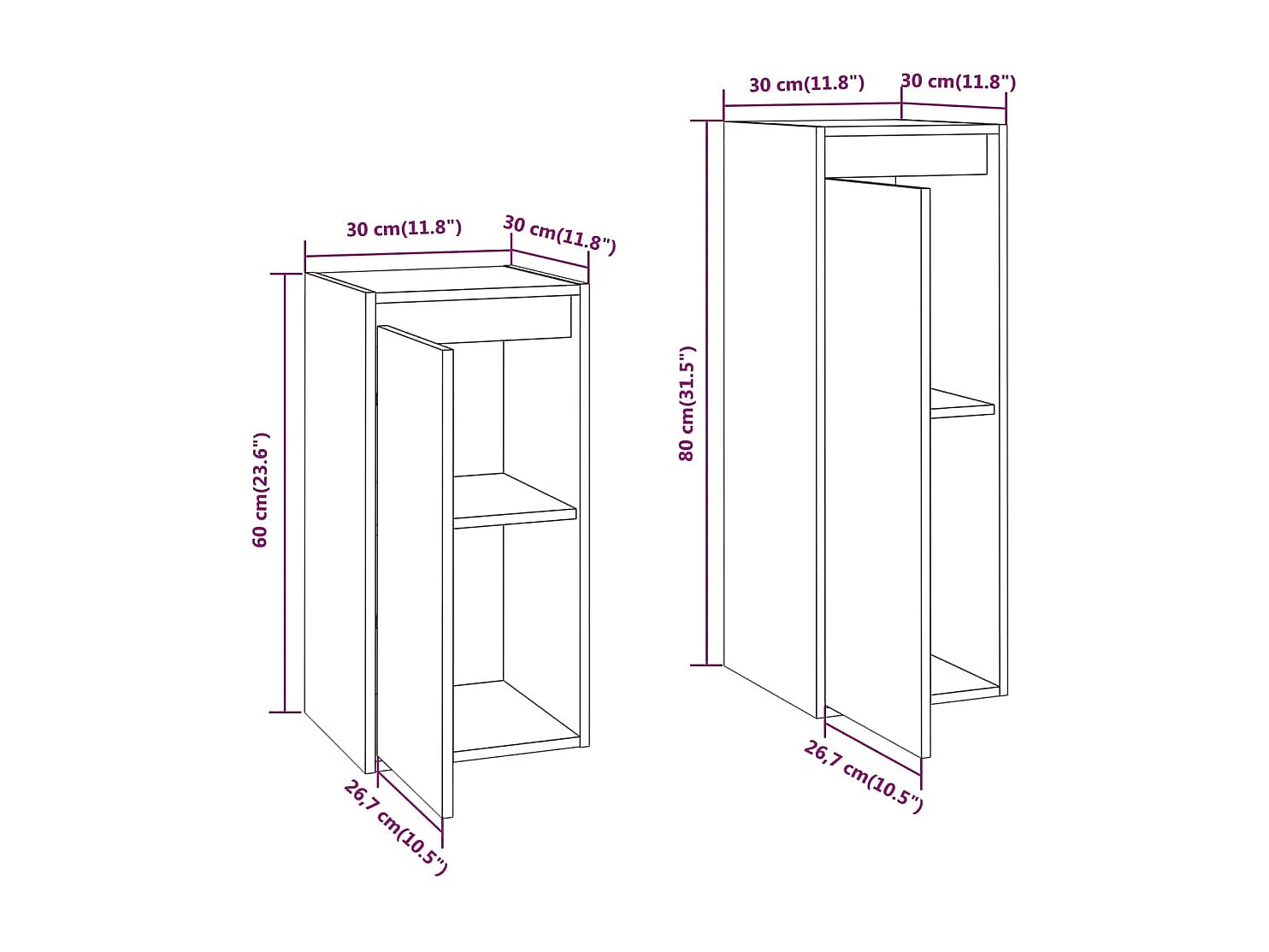 Filip  Meubles TV 2 pcs Bois massif de pin