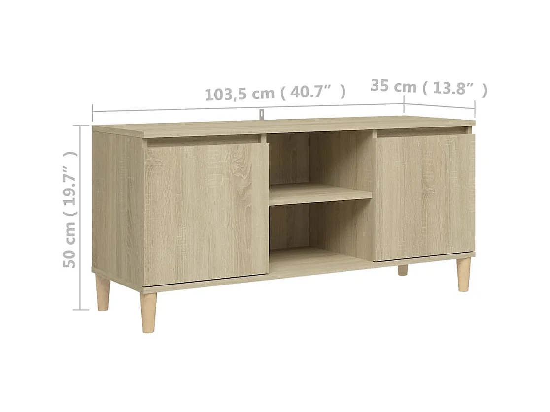 Xara  Tv-meubel met houten poten 103,5x35x50 cm sonoma eikenkleurig
