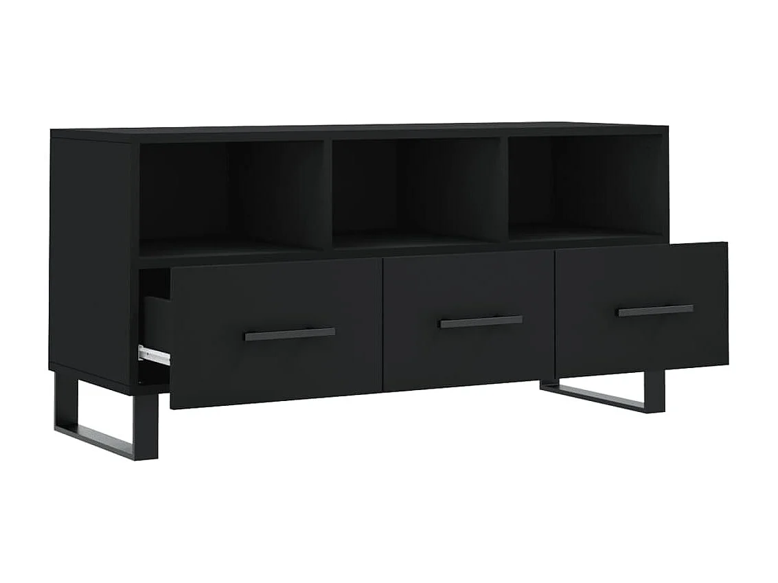 Thimister-Clermont  Meuble TV noir 102x36x50 cm bois d'ingénierie