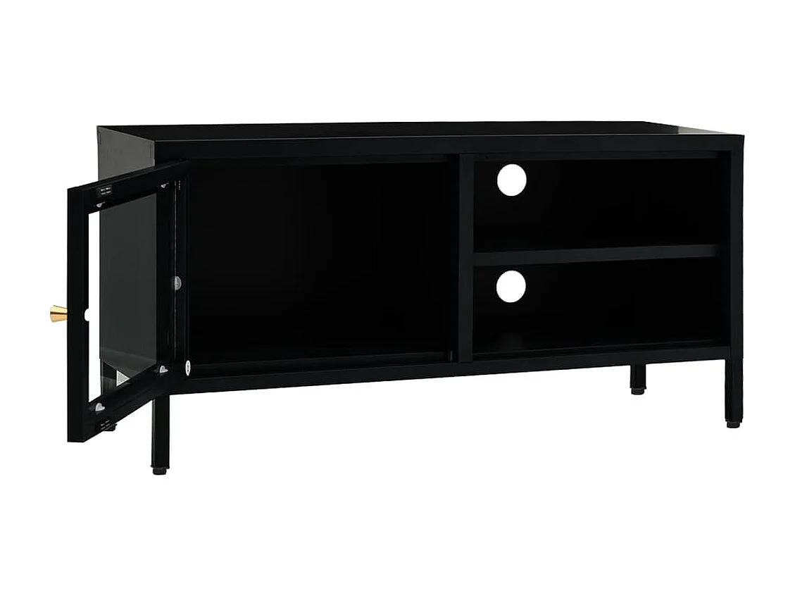 Zaanstad  Meuble TV Noir 90x30x44 cm Acier et verre