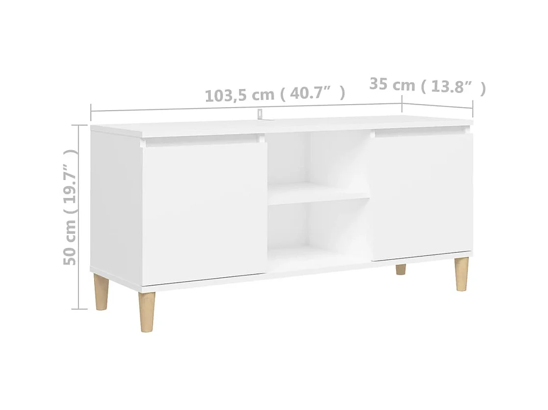 Xara  Tv-meubel met massief houten poten 103,5x35x50 cm wit