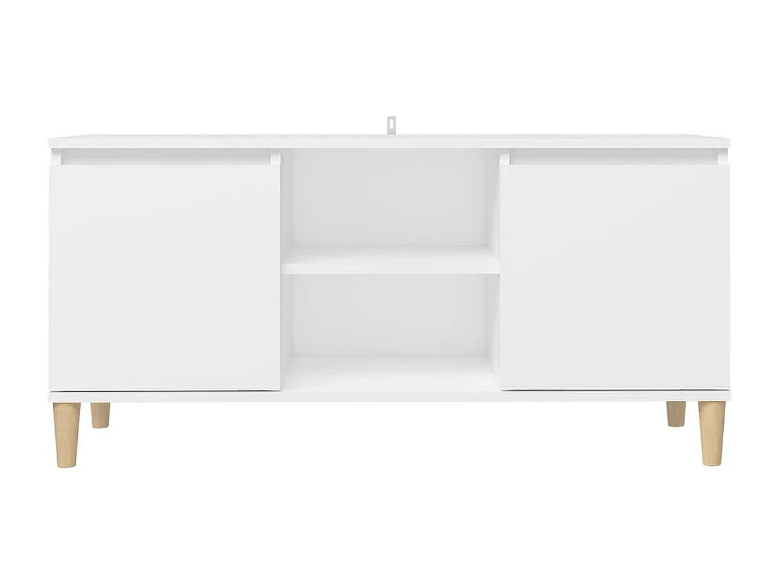 Xara  Meuble TV avec pieds en bois massif Blanc 103,5x35x50 cm