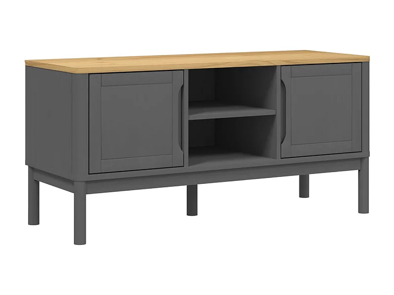 Jacques-Pierrot  Meuble TV FLORO gris 114x43x55 cm bois massif de pin