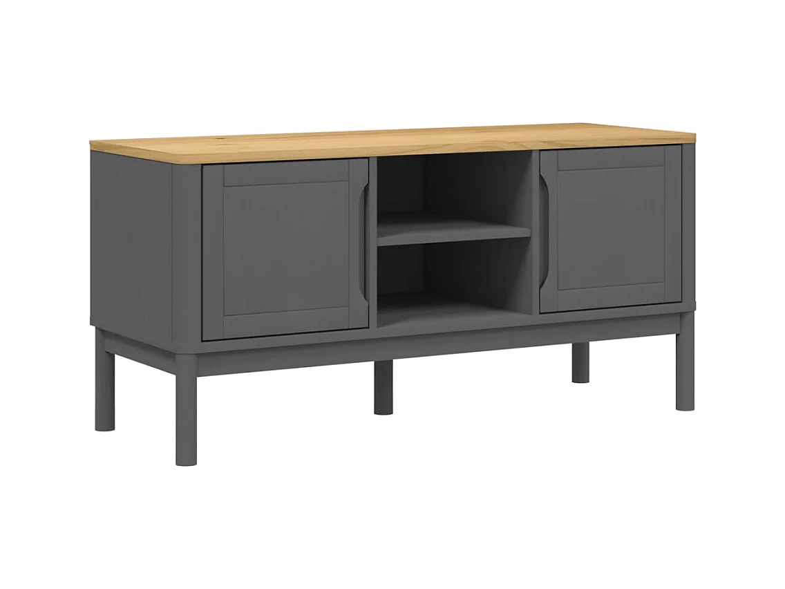 Jacques-Pierrot  Meuble TV FLORO gris 114x43x55 cm bois massif de pin