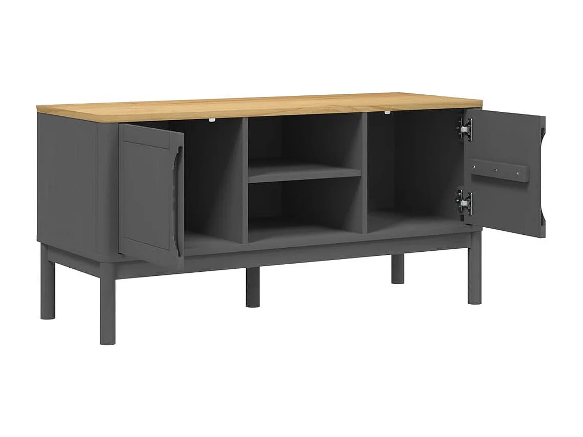 Jacques-Pierrot  Meuble TV FLORO gris 114x43x55 cm bois massif de pin