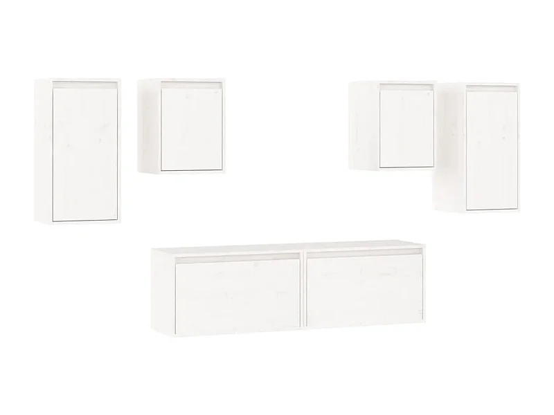 François-Alban  Meubles TV 6 pcs Blanc Bois massif de pin
