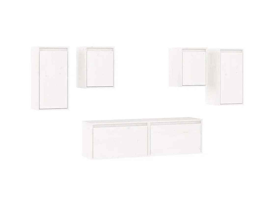 François-Alban  Meubles TV 6 pcs Blanc Bois massif de pin