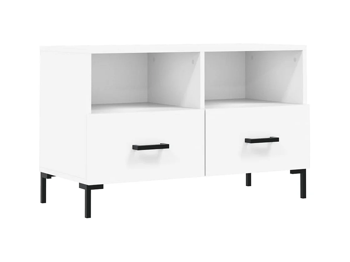 Hirlen  Meuble TV Blanc 80x36x50 cm Bois d'ingénierie