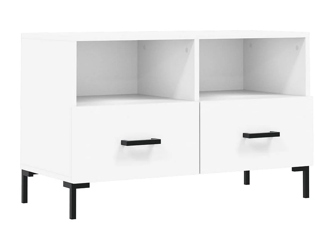Hirlen  Meuble TV Blanc 80x36x50 cm Bois d'ingénierie