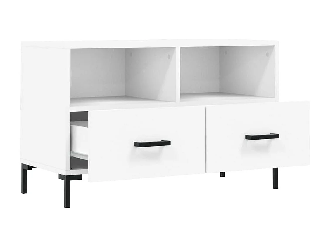 Hirlen  Meuble TV Blanc 80x36x50 cm Bois d'ingénierie