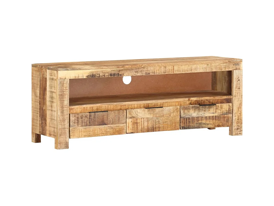 Nolan  Meuble TV 110x30x40 cm Bois de manguier brut
