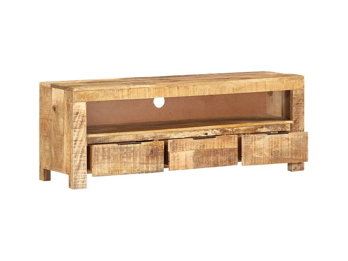 Nolan  Meuble TV 110x30x40 cm Bois de manguier brut