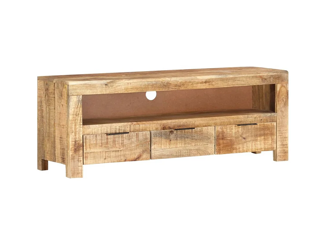 Nolan  Meuble TV 110x30x40 cm Bois de manguier brut
