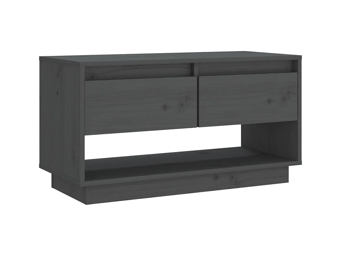 Megan Lynn  Meuble TV Gris 74x34x40 cm Bois de pin massif