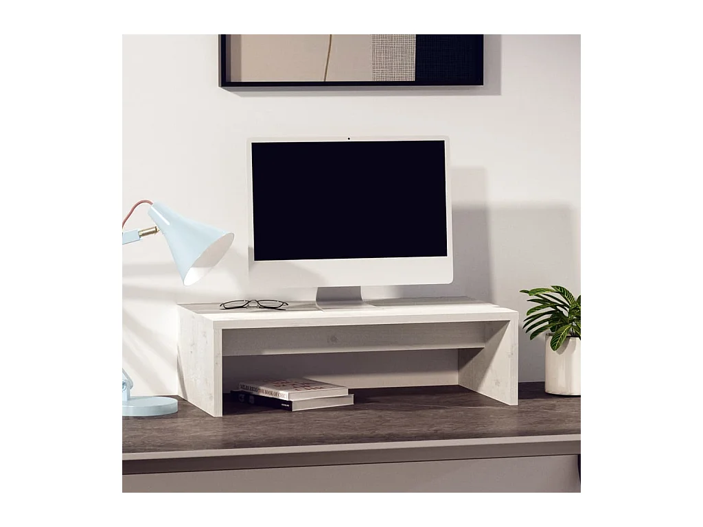 Prolenta Premium -  Support de moniteur Blanc 50x27x15 cm Bois de pin solide