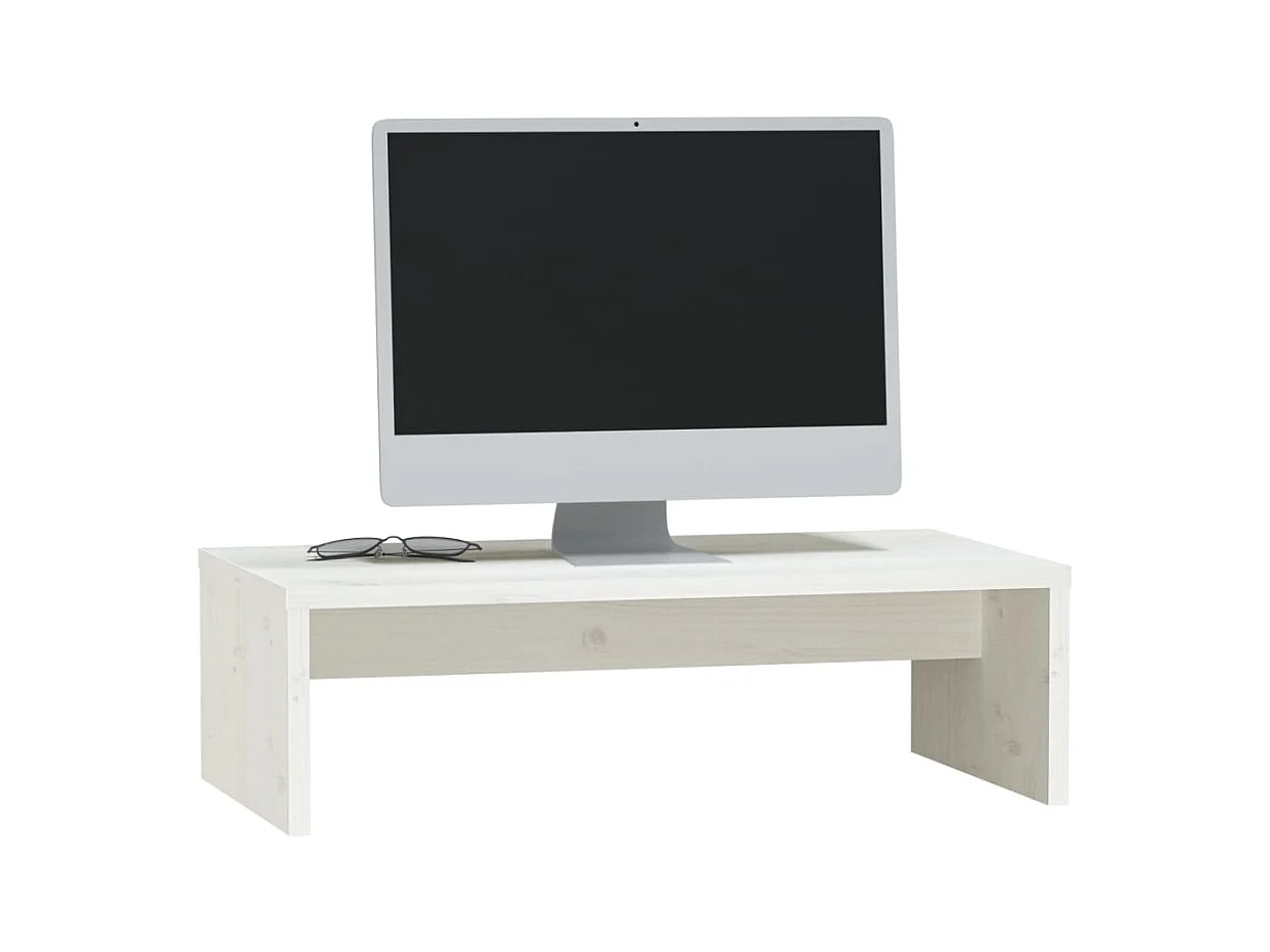 Prolenta Premium -  Support de moniteur Blanc 50x27x15 cm Bois de pin solide