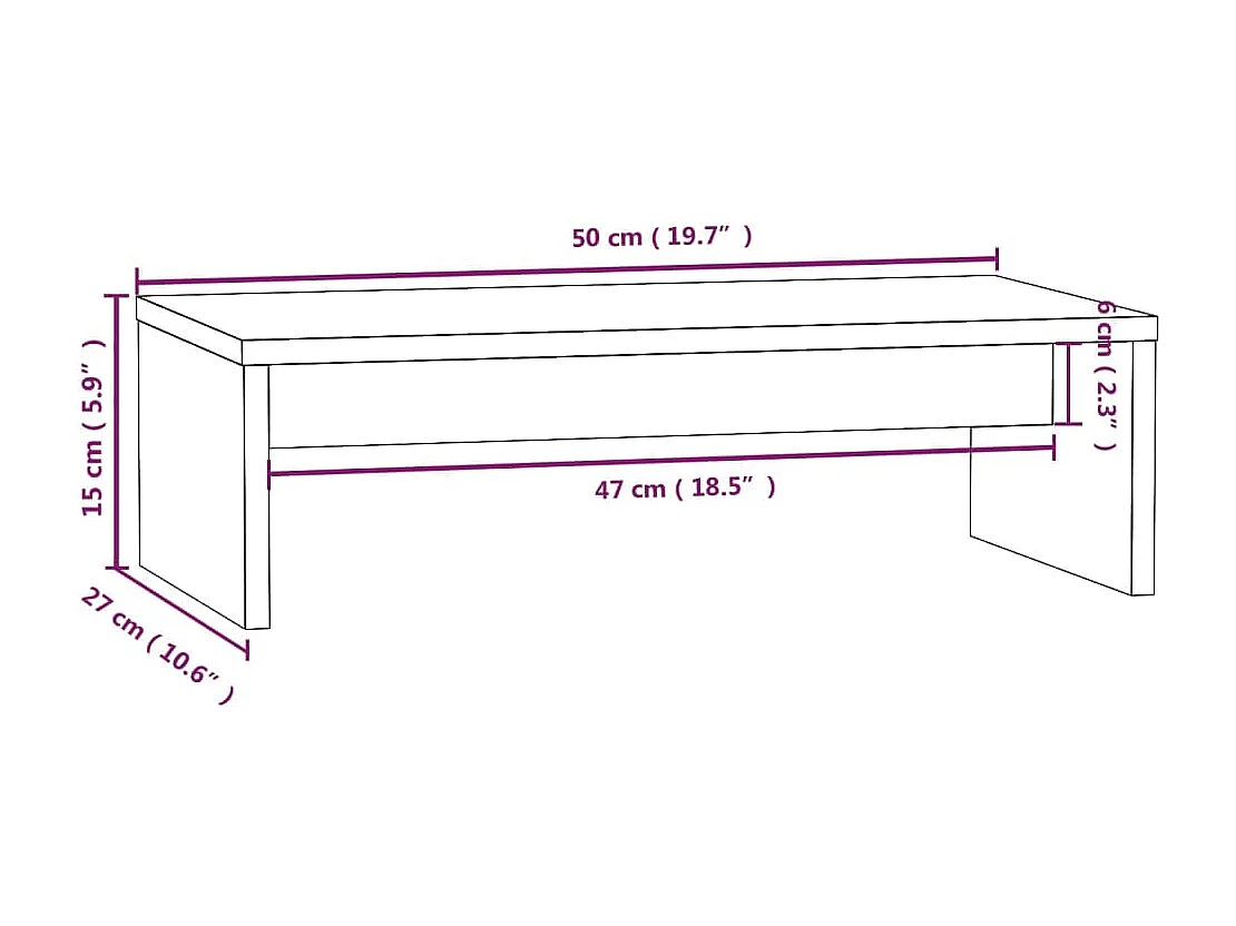 Prolenta Premium -  Support de moniteur Blanc 50x27x15 cm Bois de pin solide