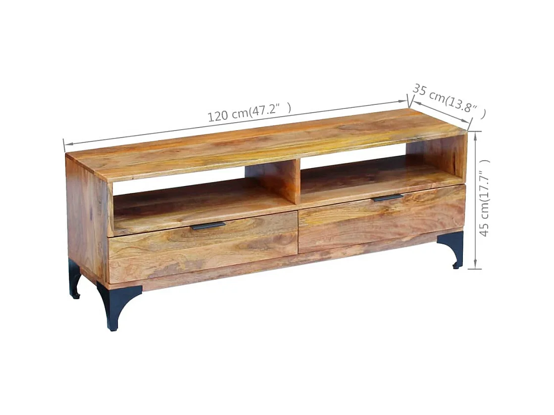 Leyla  Meuble TV bois de manguier 120x35x45 cm