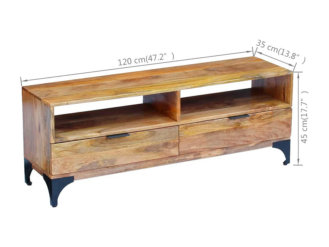 Leyla  Meuble TV bois de manguier 120x35x45 cm