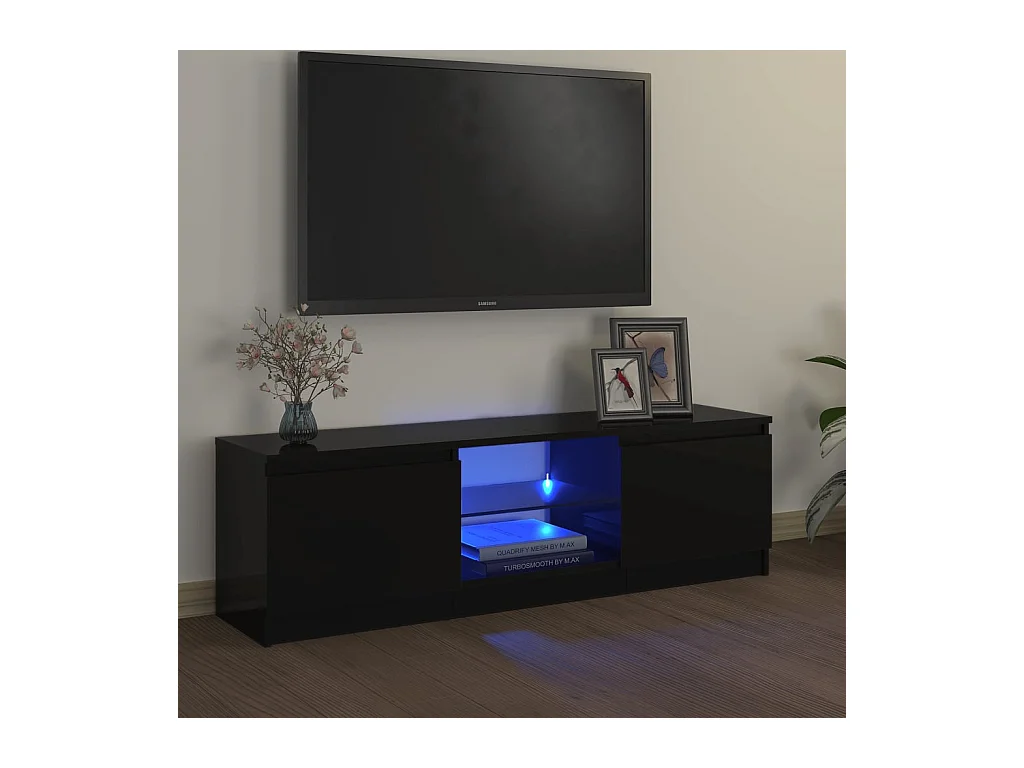 Vasil  Meuble TV avec lumières LED Noir 120x30x36 cm