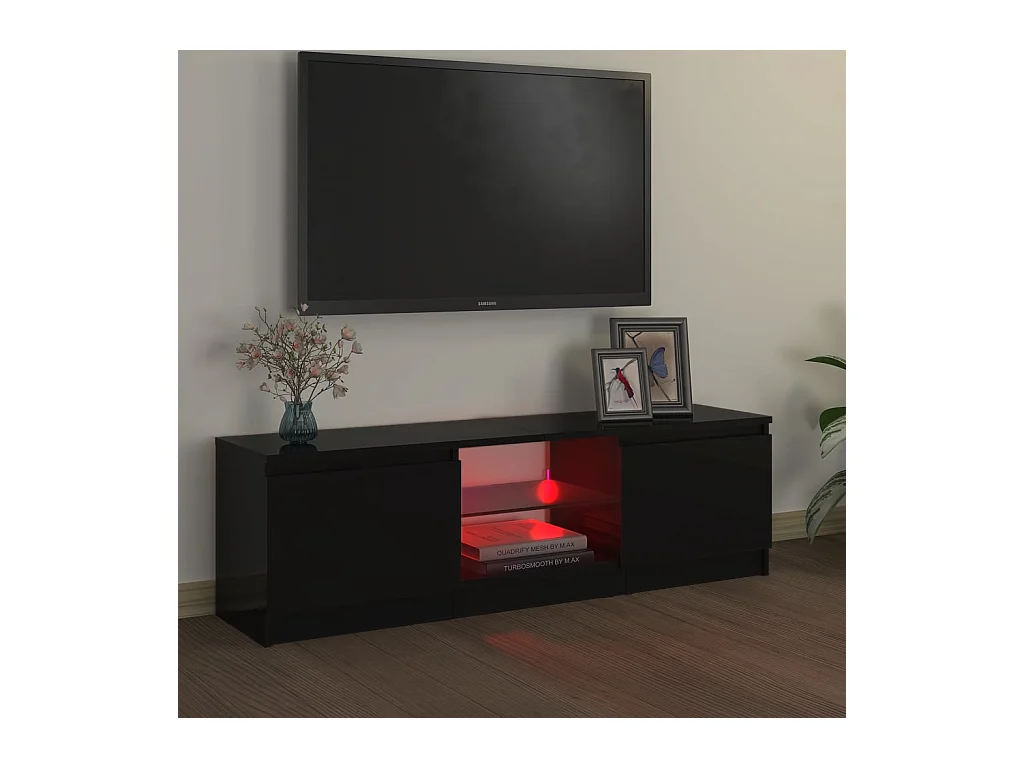 Vasil  Meuble TV avec lumières LED Noir 120x30x36 cm