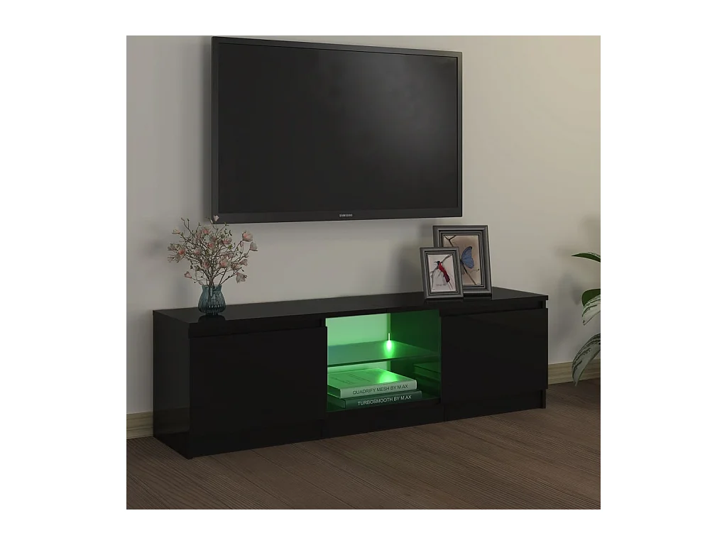 Vasil  Meuble TV avec lumières LED Noir 120x30x36 cm