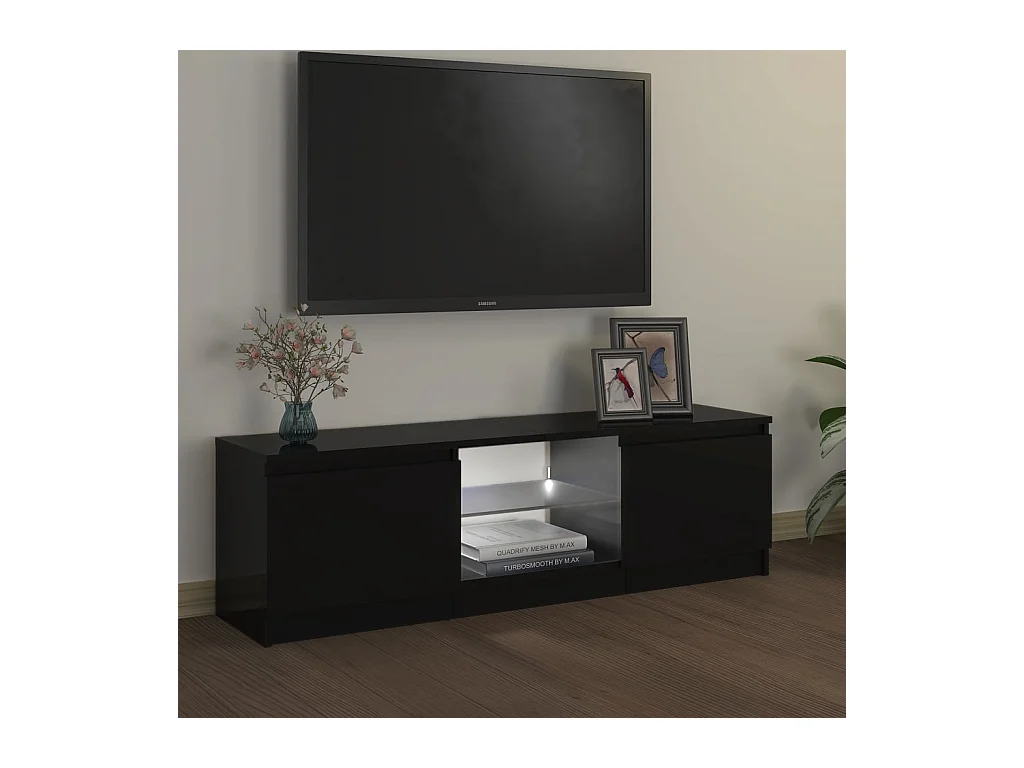 Vasil  Meuble TV avec lumières LED Noir 120x30x36 cm