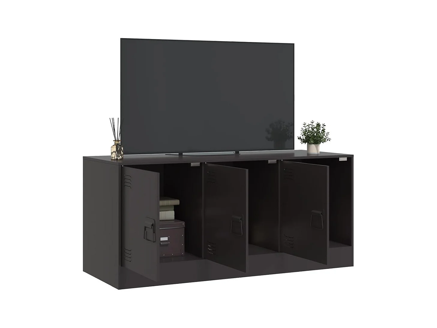 Ovdir  Meuble TV noir 99x39x44 cm acier
