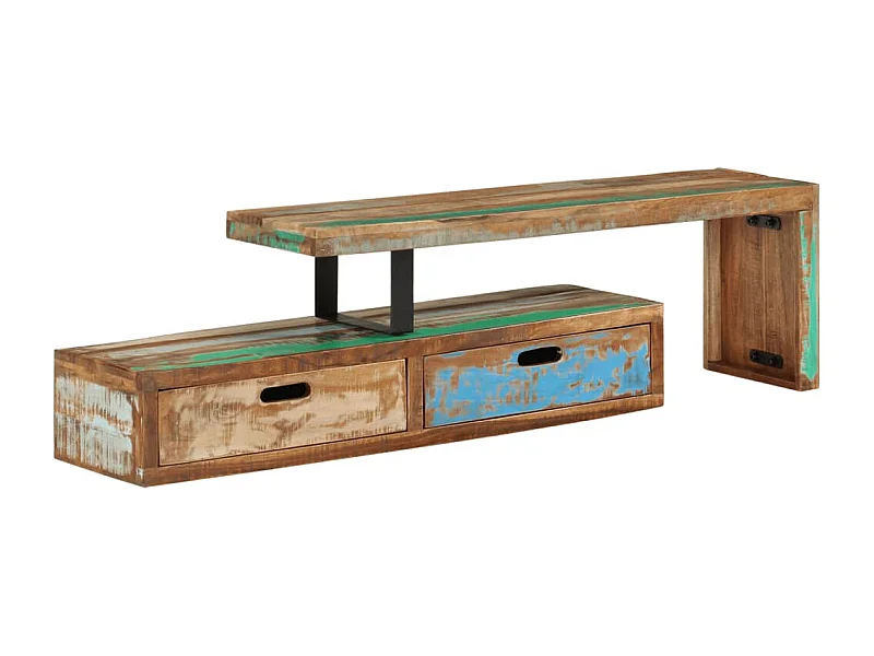 Philippe-René  Meuble TV (118-200) x 30 x 40 cm en bois massif recyclé