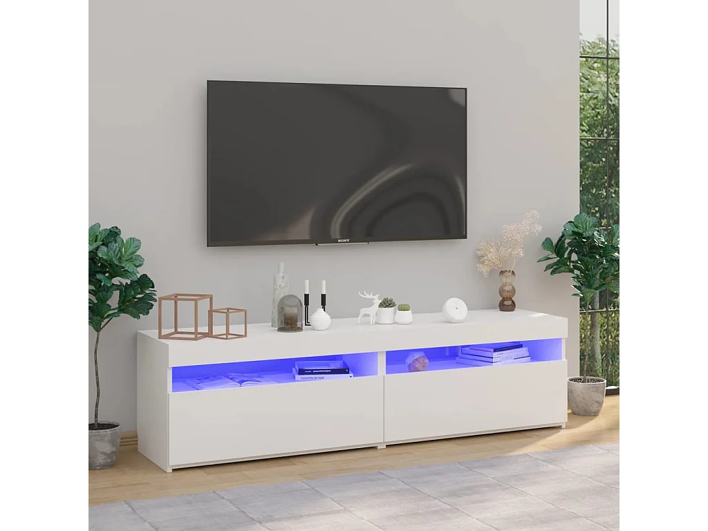 Ilion  Tv-meubelen 2 st met LED-verlichting 75x35x40 cm hoogglans wit