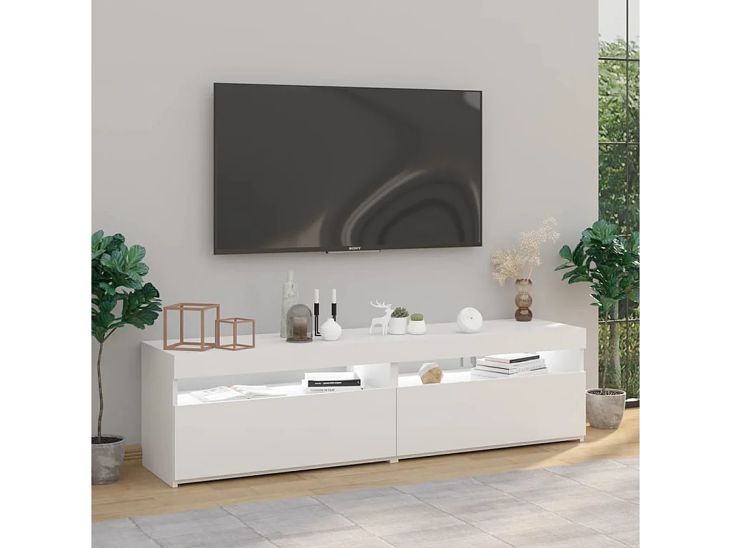 Ilion  Tv-meubelen 2 st met LED-verlichting 75x35x40 cm hoogglans wit