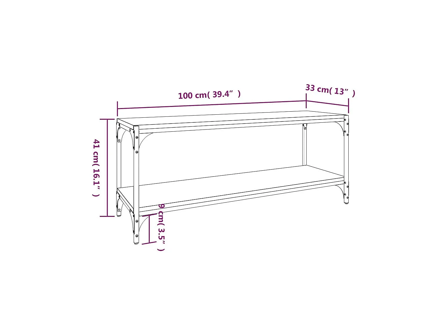 Foster City  Meuble TV Chêne sonoma 100x33x41 cm Bois d'ingénierie et acier