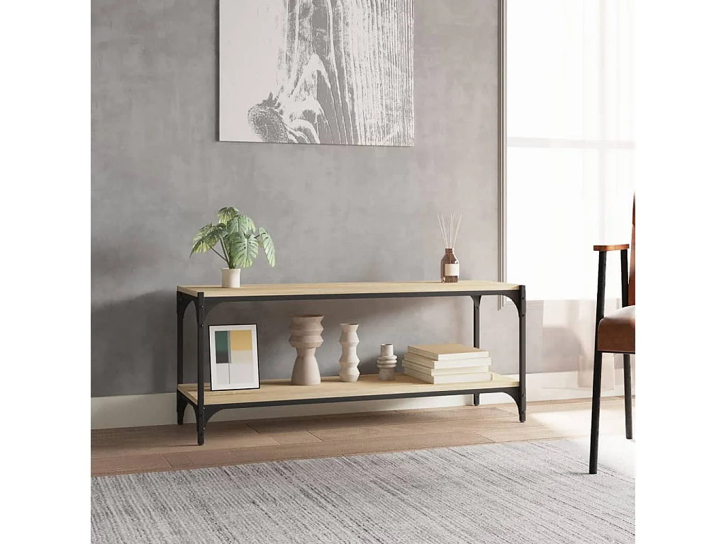 Foster City  Meuble TV Chêne sonoma 100x33x41 cm Bois d'ingénierie et acier