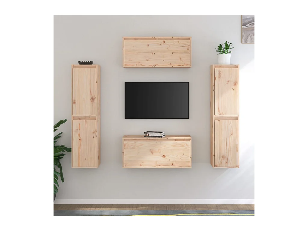 Milorn  Meubles TV 6 pcs Bois massif de pin