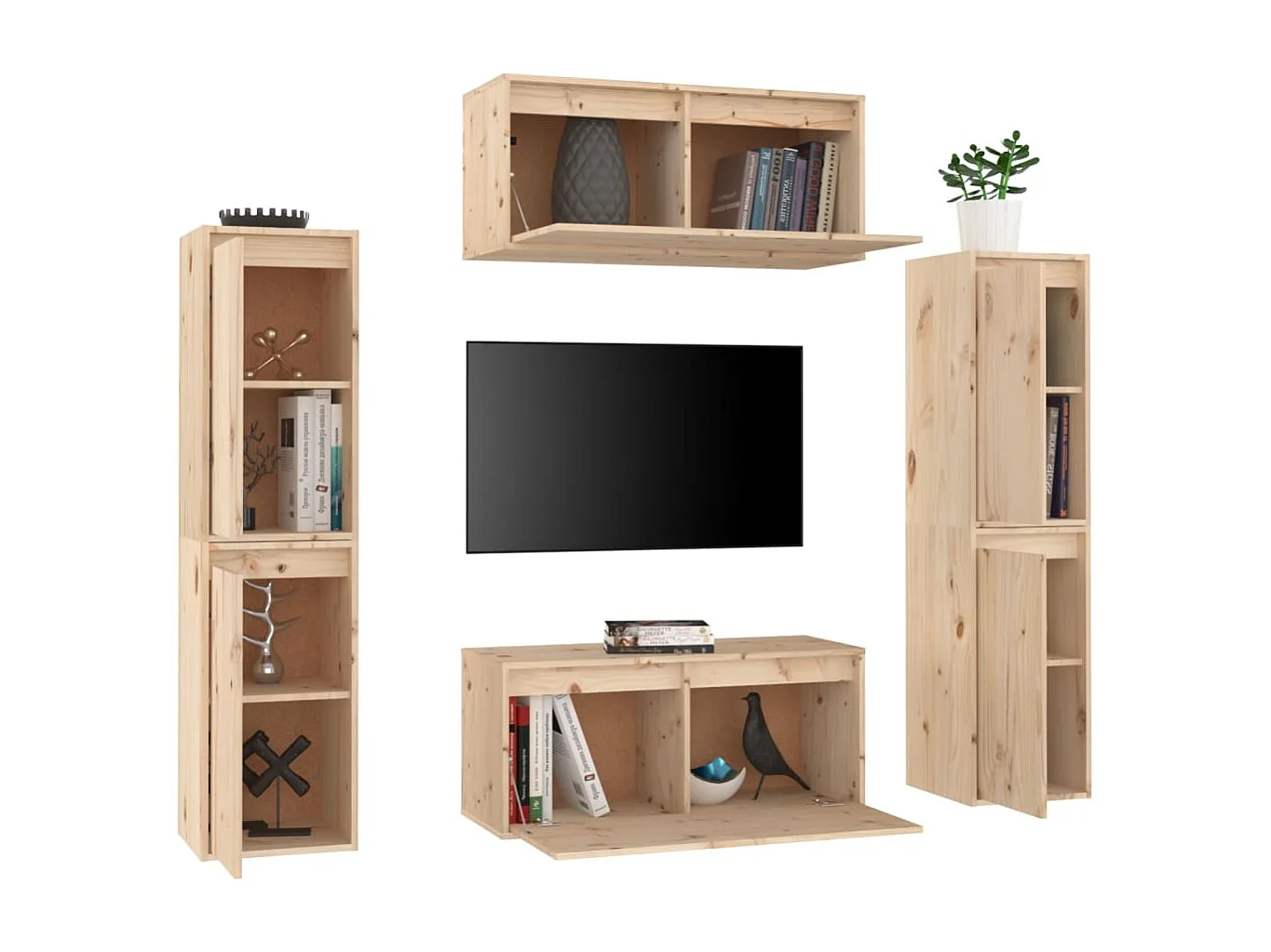 Milorn  Meubles TV 6 pcs Bois massif de pin