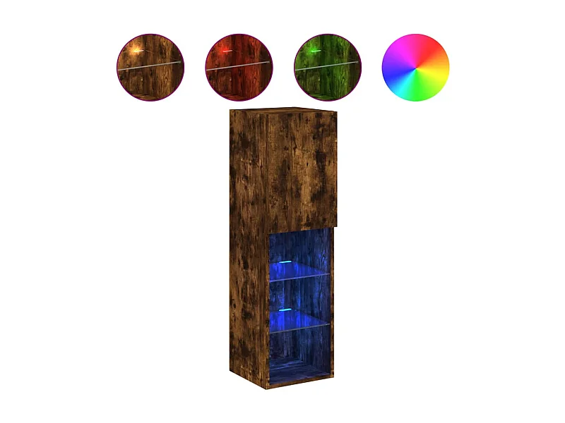 Almar  Meuble TV avec lumières LED chêne fumé 30,5x30x102 cm