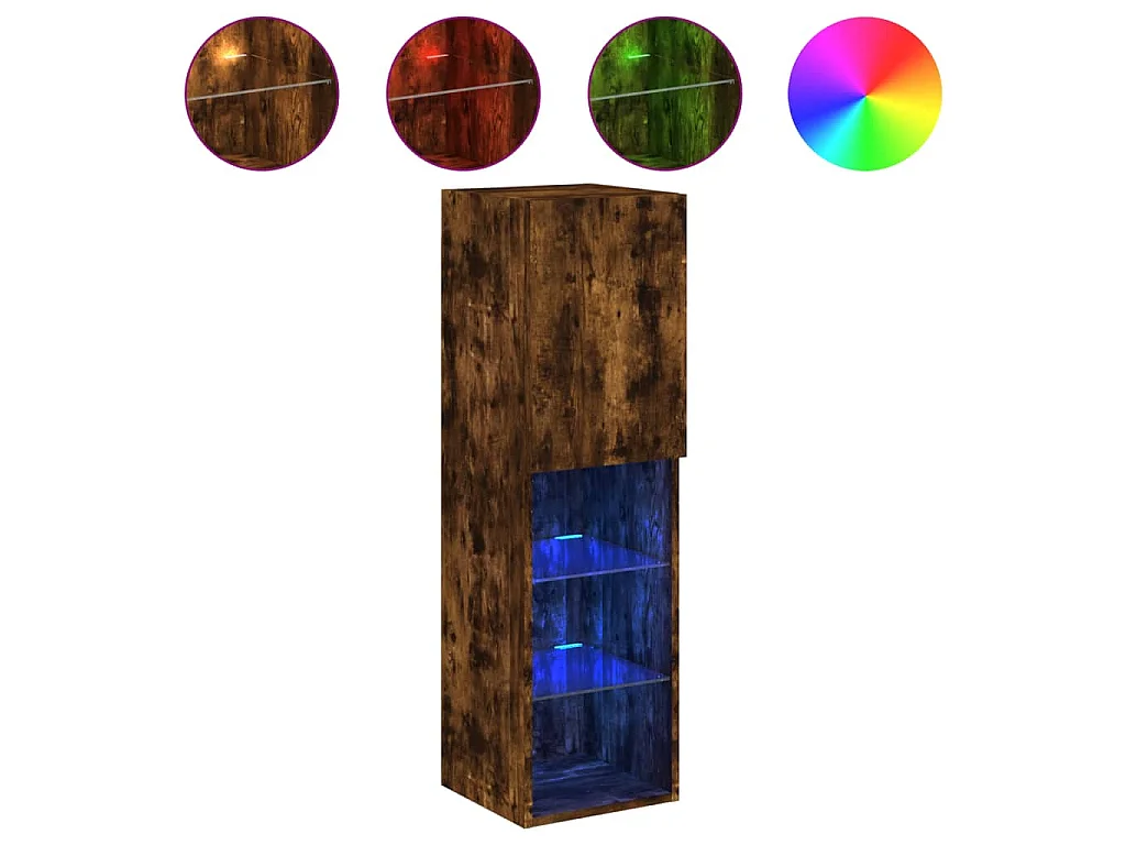 Almar  Tv-meubel LED-verlichting 30,5x30x102 cm gerookt eikenkleurig