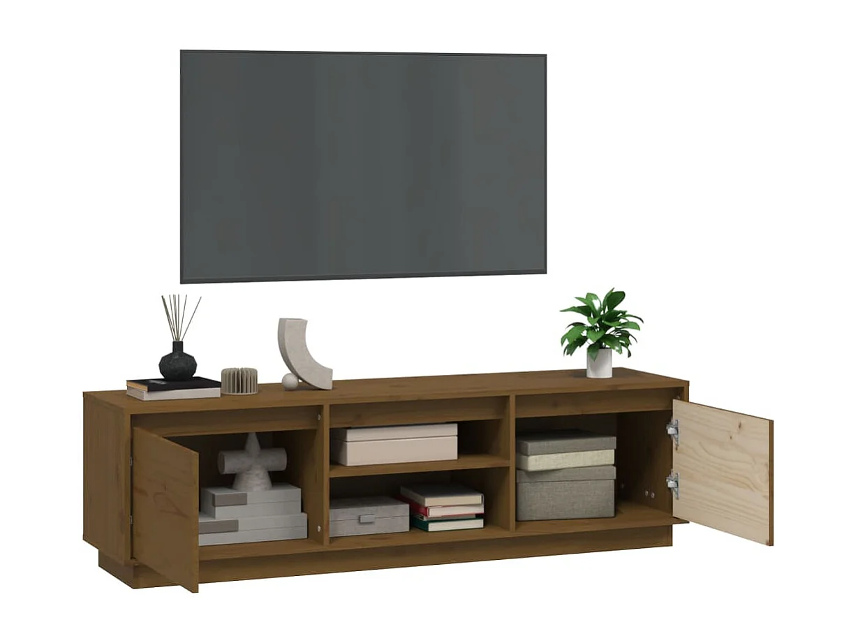 Njorir  Meuble TV Marron miel 140x35x40 cm Bois de pin massif