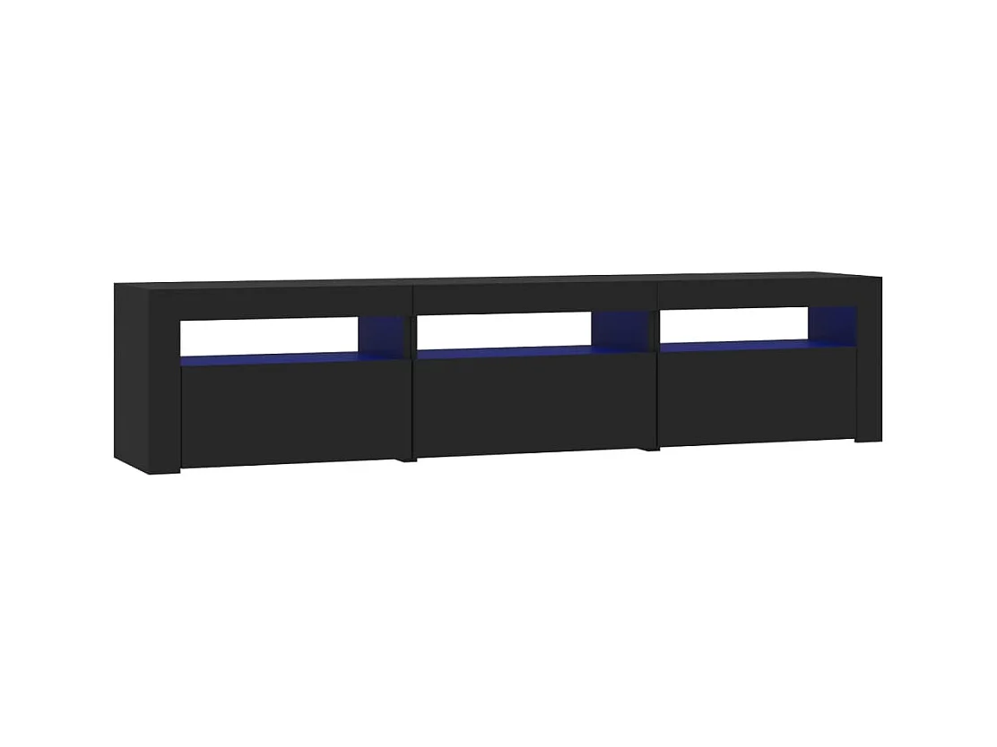 Vleteren  Meuble TV avec lumières LED Noir 180x35x40 cm