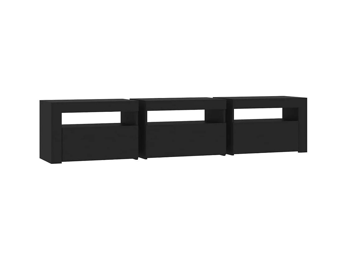 Vleteren  Meuble TV avec lumières LED Noir 180x35x40 cm