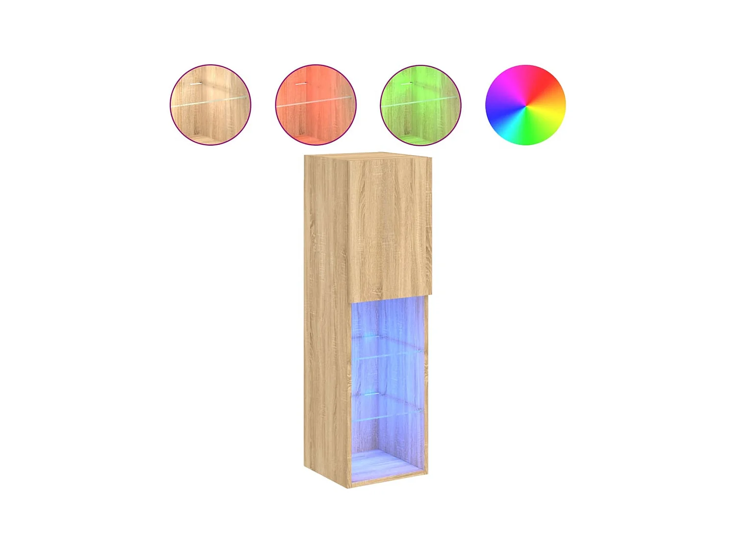 Almar  Meuble TV avec lumières LED chêne sonoma 30,5x30x102 cm