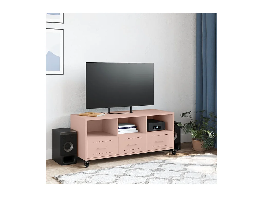 Keano  Meuble TV rose 100,5x39x43,5 cm acier