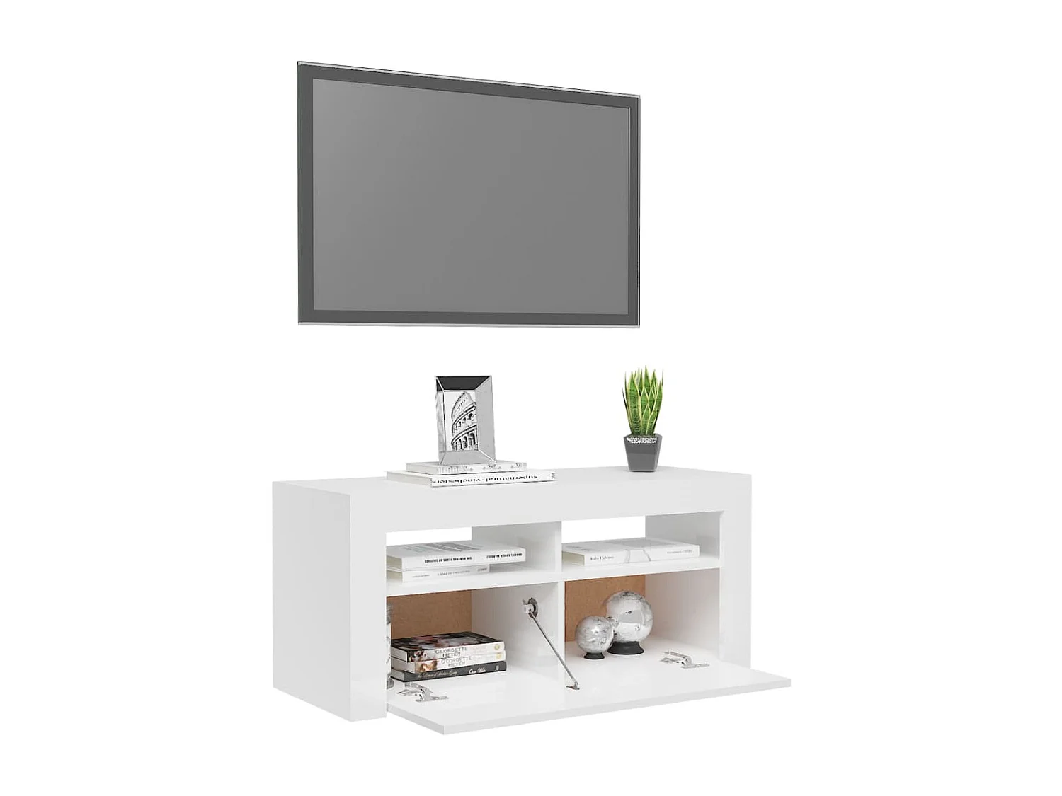 Kristineberg  Mueble de TV con luces LED blanco brillante 90x35x40 cm