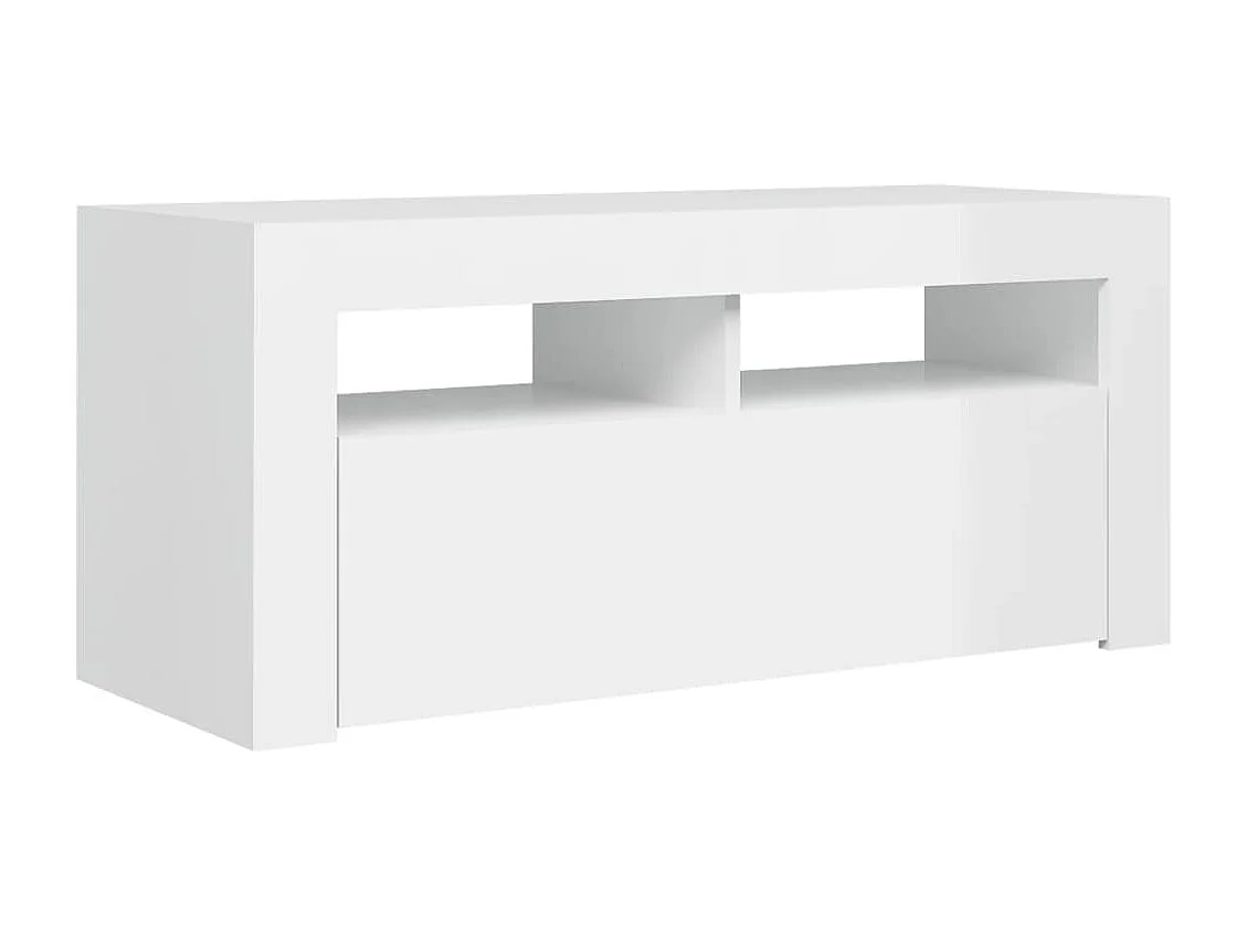 Kristineberg  Mueble de TV con luces LED blanco brillante 90x35x40 cm