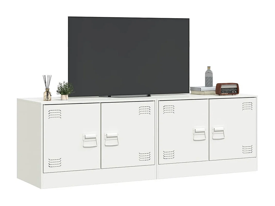 Castlerea  Meubles TV 2 pcs blanc 67x39x44 cm acier