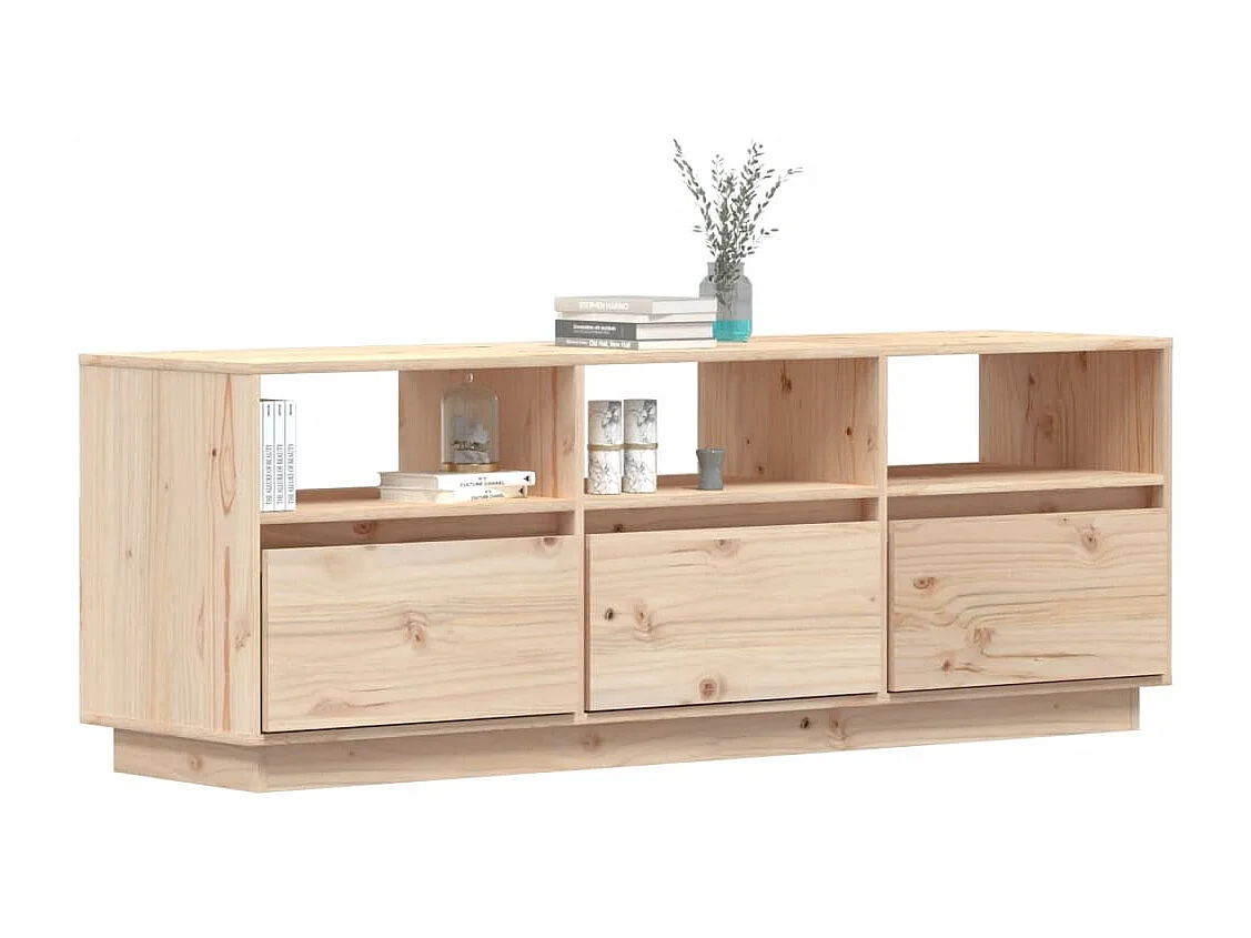 Sybe  Meuble TV 140x37x50 cm Bois de pin massif