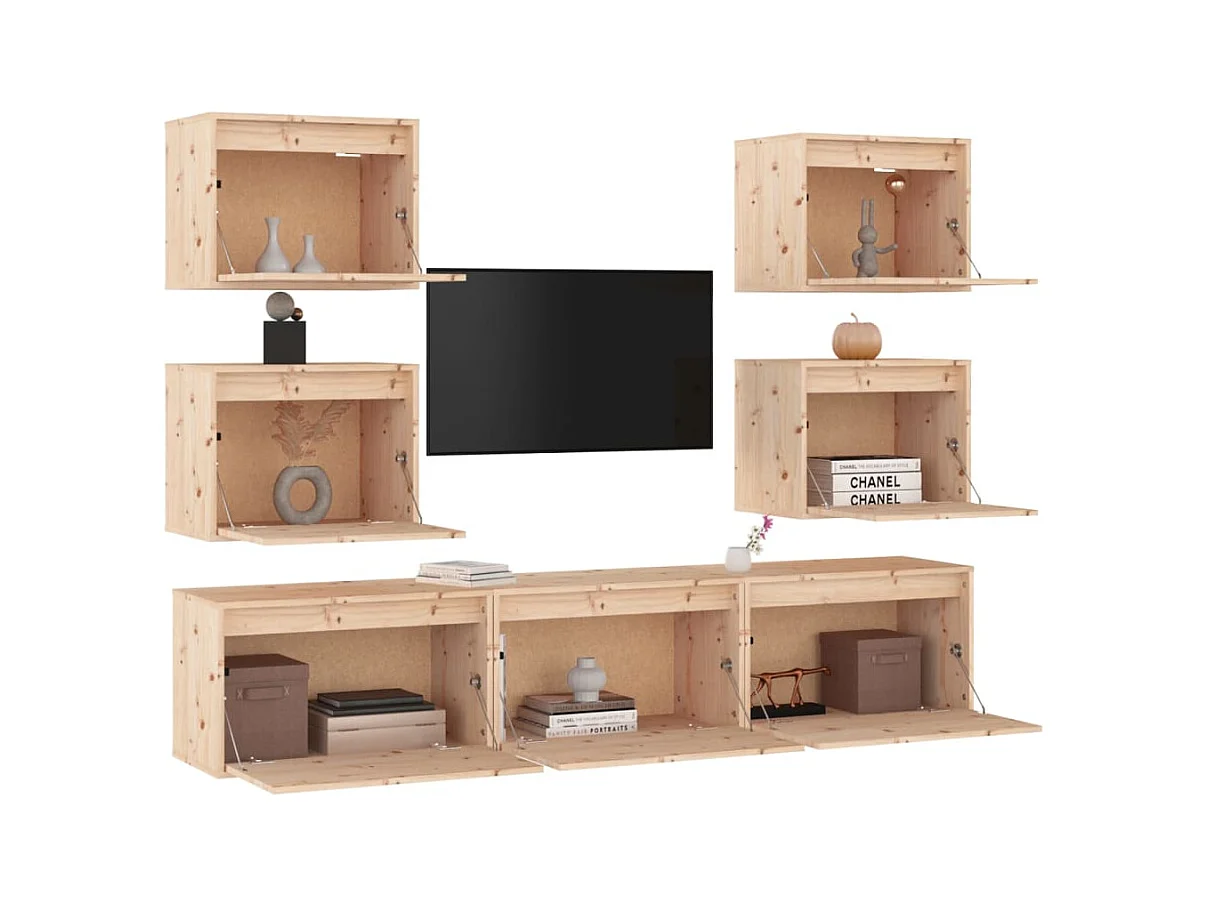 Lucas  Meubles TV 7 pcs Bois massif de pin