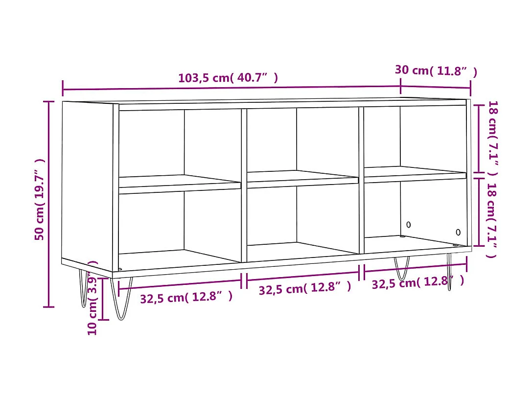 Cemre  Mueble de TV madera de ingeniería gris hormigón 103,5x30x50 cm